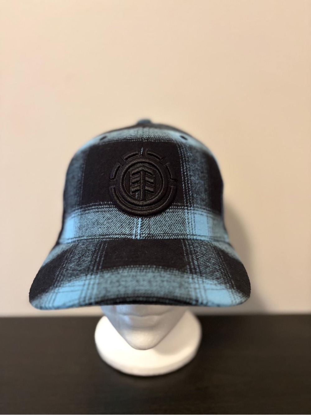 Element Vtg Black and Light Blue Plaid Fitted Hat